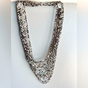 Seed Bead ‘non metal’ Costume Necklace Statement Jewelry Black and White 5385 B